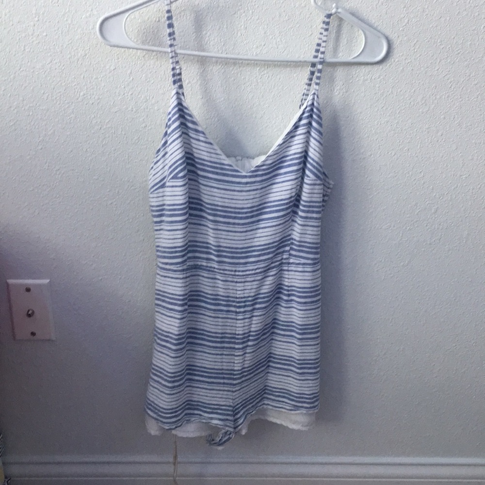 Blue and white striped romper